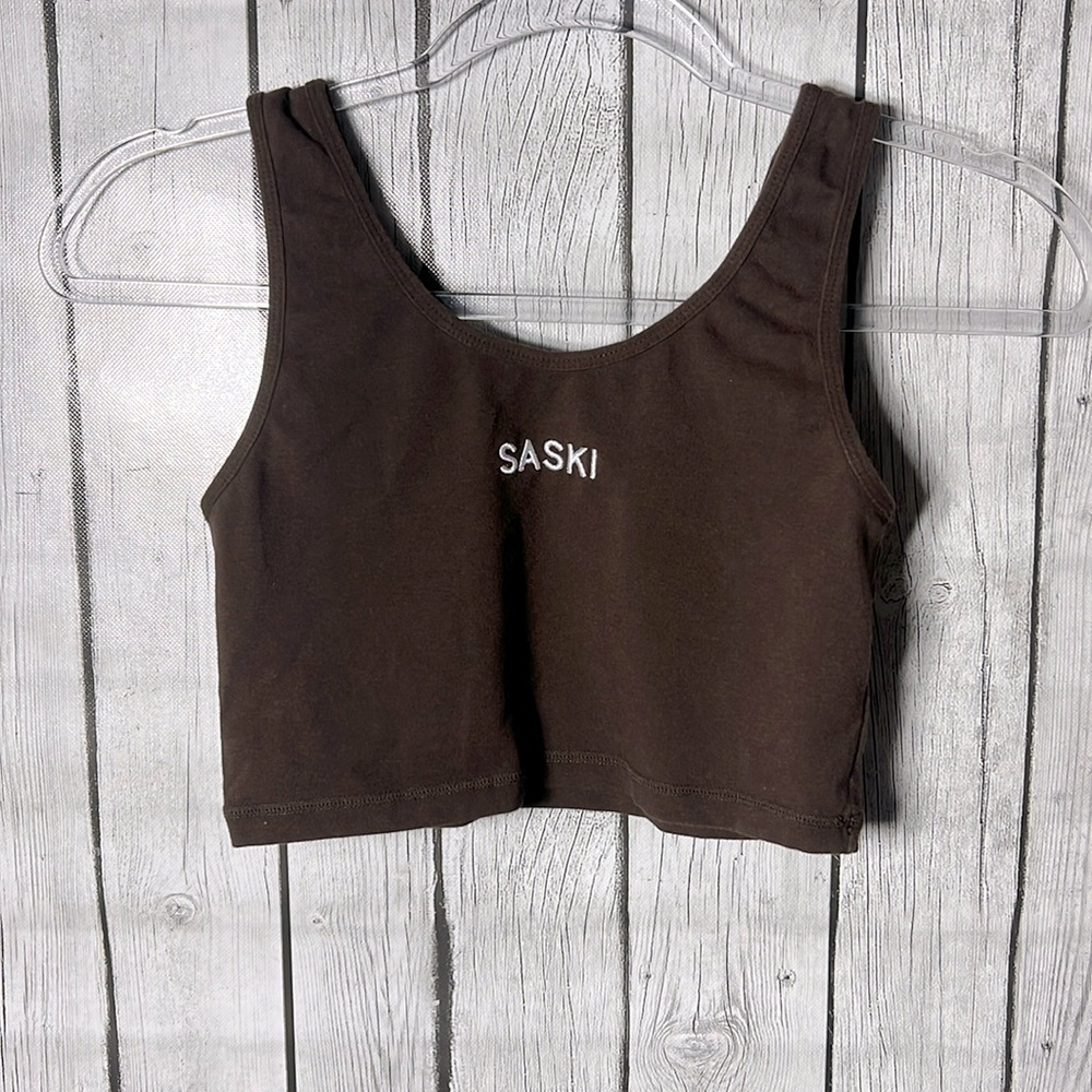 Saski collection brown cropped tank top size small